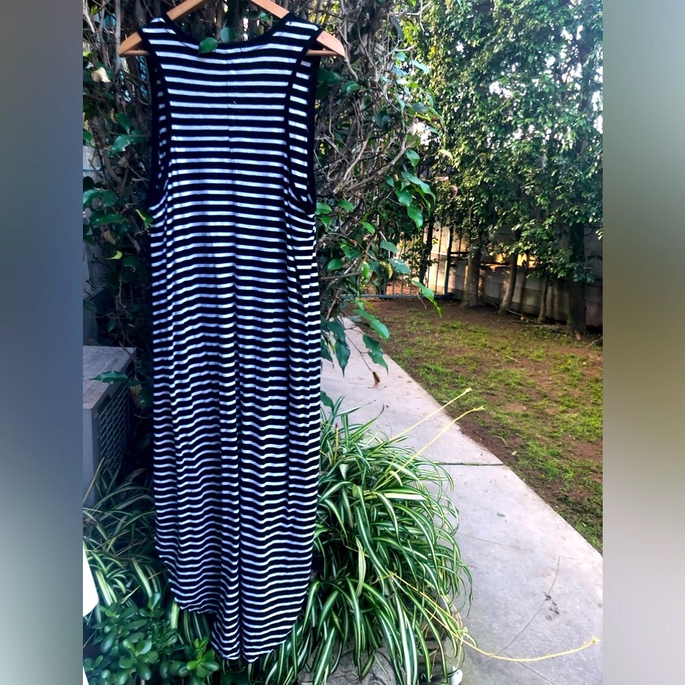 🌴 Z SUPPLY XL REVERIE V-NECK BLK & WHITE STRIPPED TANK MAXI DRESS! ❤️ - Picture 8 of 12